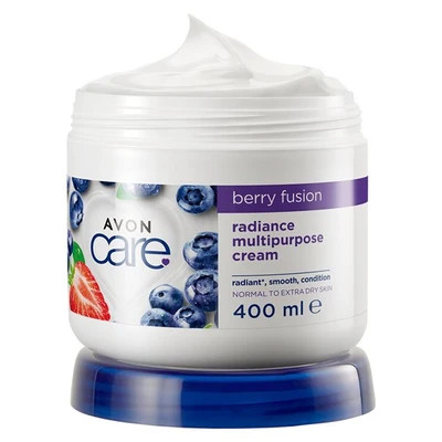 کرم دست، صورت و بدن Avon Care عصاره زغال اخته و توت فرنگی حجم 400 میل